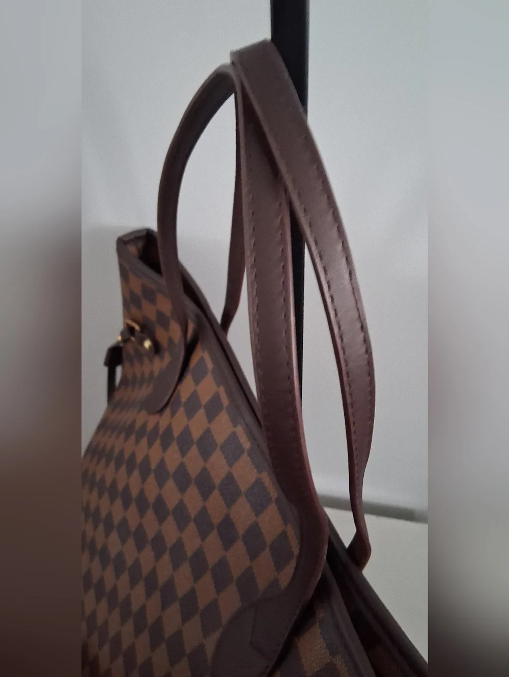 Brown Checkered Large Unbranded Tote Bag. - Picture 3 of 6